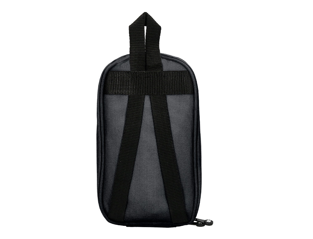 ESTUCHE PORTATODO ANTARTIK FORMA DE MOCHILA CON BOLSILLO Y 4 DEPARTAMENTOS COLOR NEGRO 230X50X120 MM