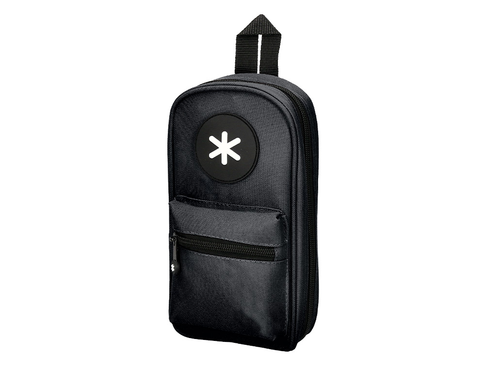 ESTUCHE PORTATODO ANTARTIK FORMA DE MOCHILA CON BOLSILLO Y 4 DEPARTAMENTOS COLOR NEGRO 230X50X120 MM