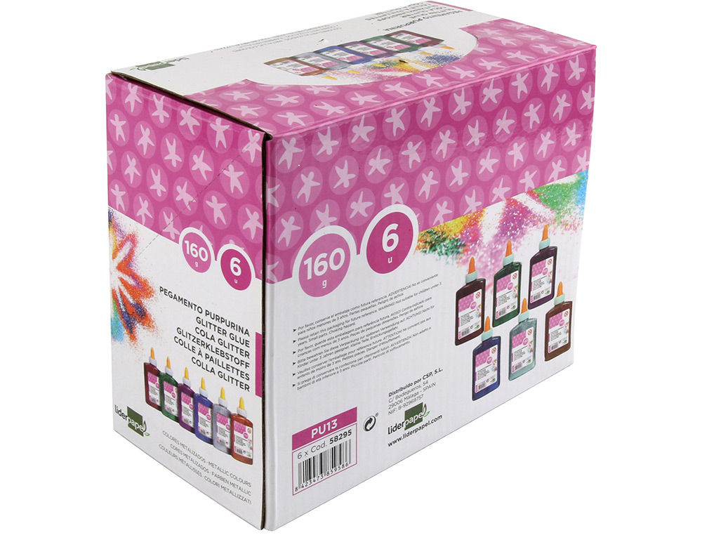 PURPURINA PEGAMENTO LIDERPAPEL FANTASIA COLORES METALICOS SURTIDOS BOTE DE 160 GR