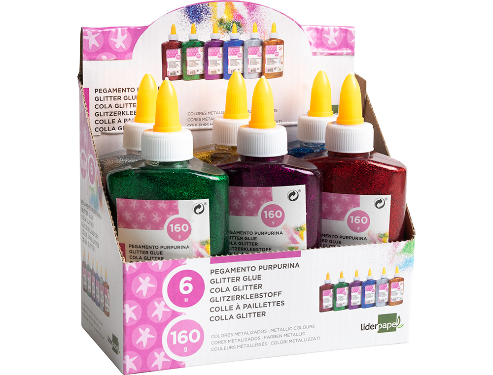 PURPURINA PEGAMENTO LIDERPAPEL FANTASIA COLORES METALICOS SURTIDOS BOTE DE 160 GR